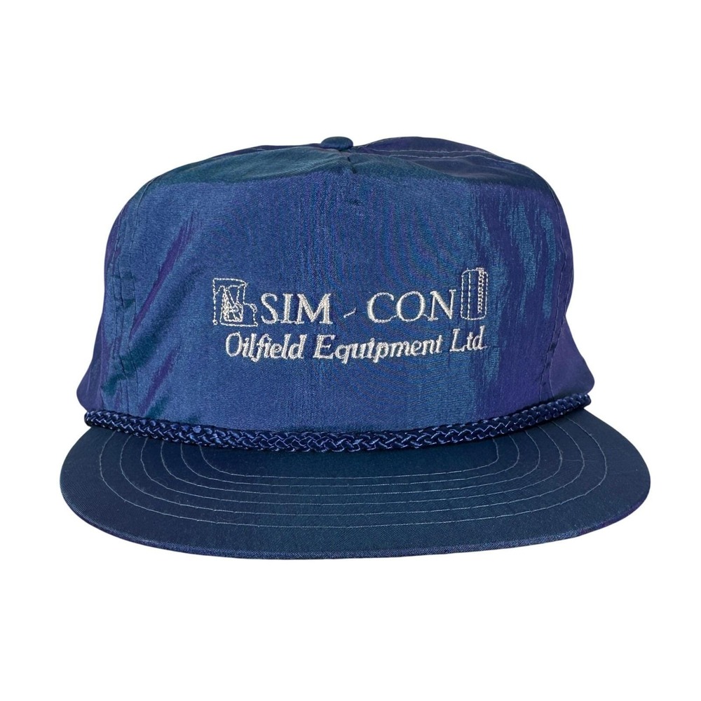 Vintage Iridescent Blue Snapback‎ Hat SIM-CON Oilfield Equipment Rope Cap OSFA